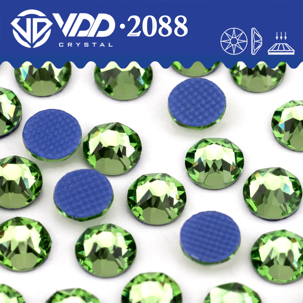 VDD 019 Peridot SS16-SS30 High Quality Hot-Fix Glass 2088 Rhinestones Crystal Flatback 8 Big 8 Small DIY Clothes Decoration