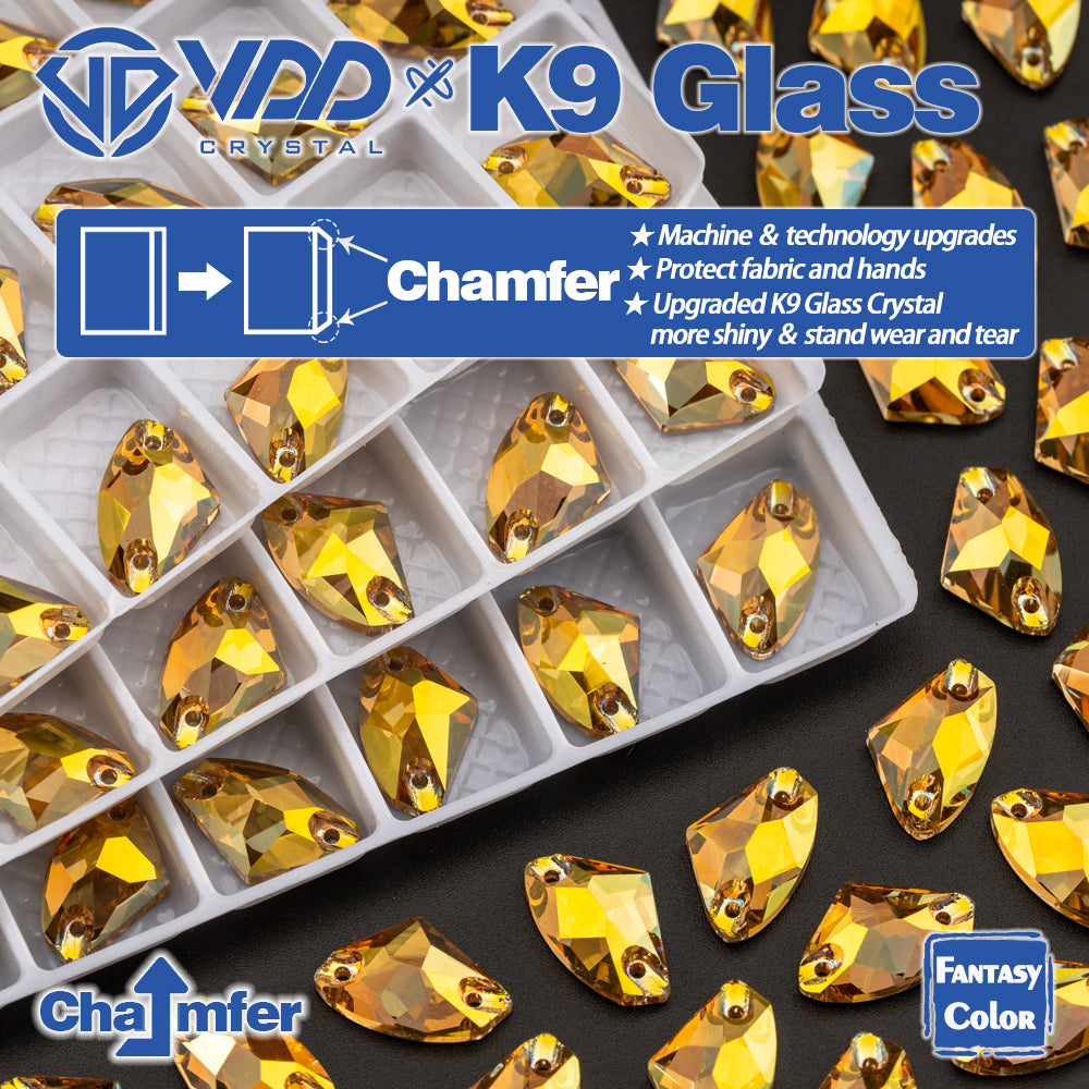 VDD Galactic 9x14mm 36Pcs Sunshine Color K9 Glass Sew on Rhinestones Sewing Crystals Flat Back Stones for Clothes Accessories