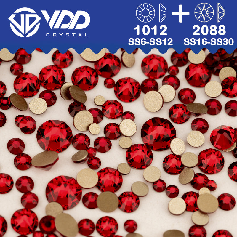 VDD 014 Garnet Wholesale Mix Size SS6-SS30 High Quality Glass 2088 Rhinestones Crystal Gold Flatback Strass Stones Nail Art DIY Decorations