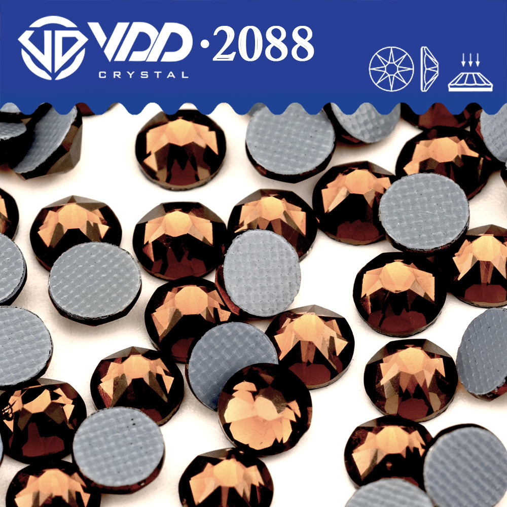 VDD 008 Smoked Topaz SS16-SS30 High Quality Hot-Fix Glass 2088 Rhinestones Crystal Flatback 8 Big 8 Small DIY Clothes Decoration