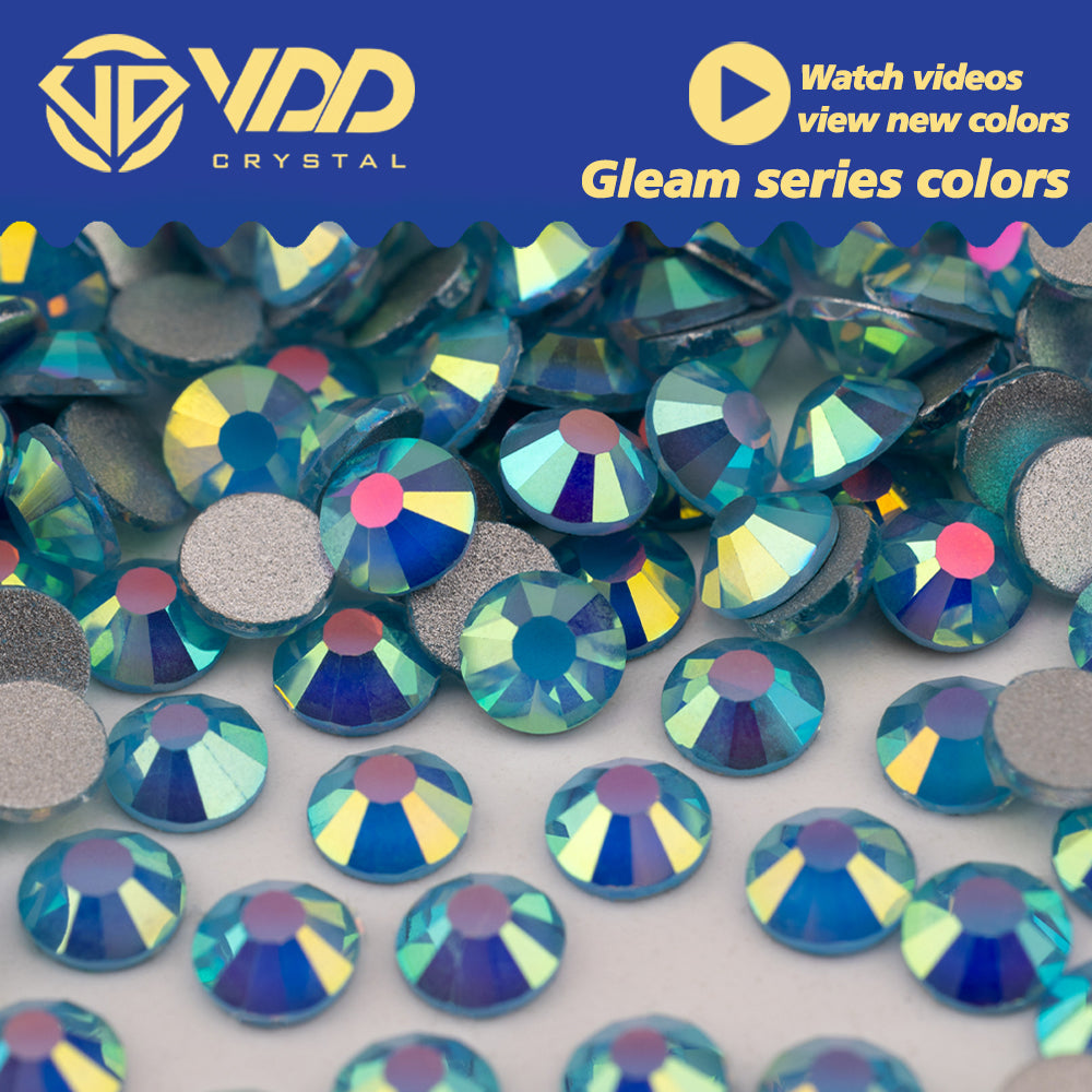 VDD 483 Gleam-Blue SS4-SS30 High Quality Glass Rhinestones Crystal Flatback Strass Bright Stones For DIY Nail Art Accessories