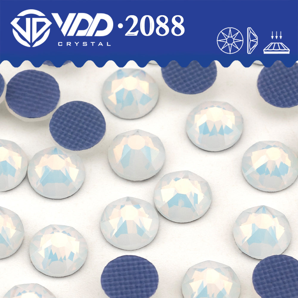 VDD 044 White Opal SS16-SS30 High Quality Hot-Fix Glass 2088 Rhinestones Crystal Flatback 8 Big 8 Small DIY Clothes Decoration