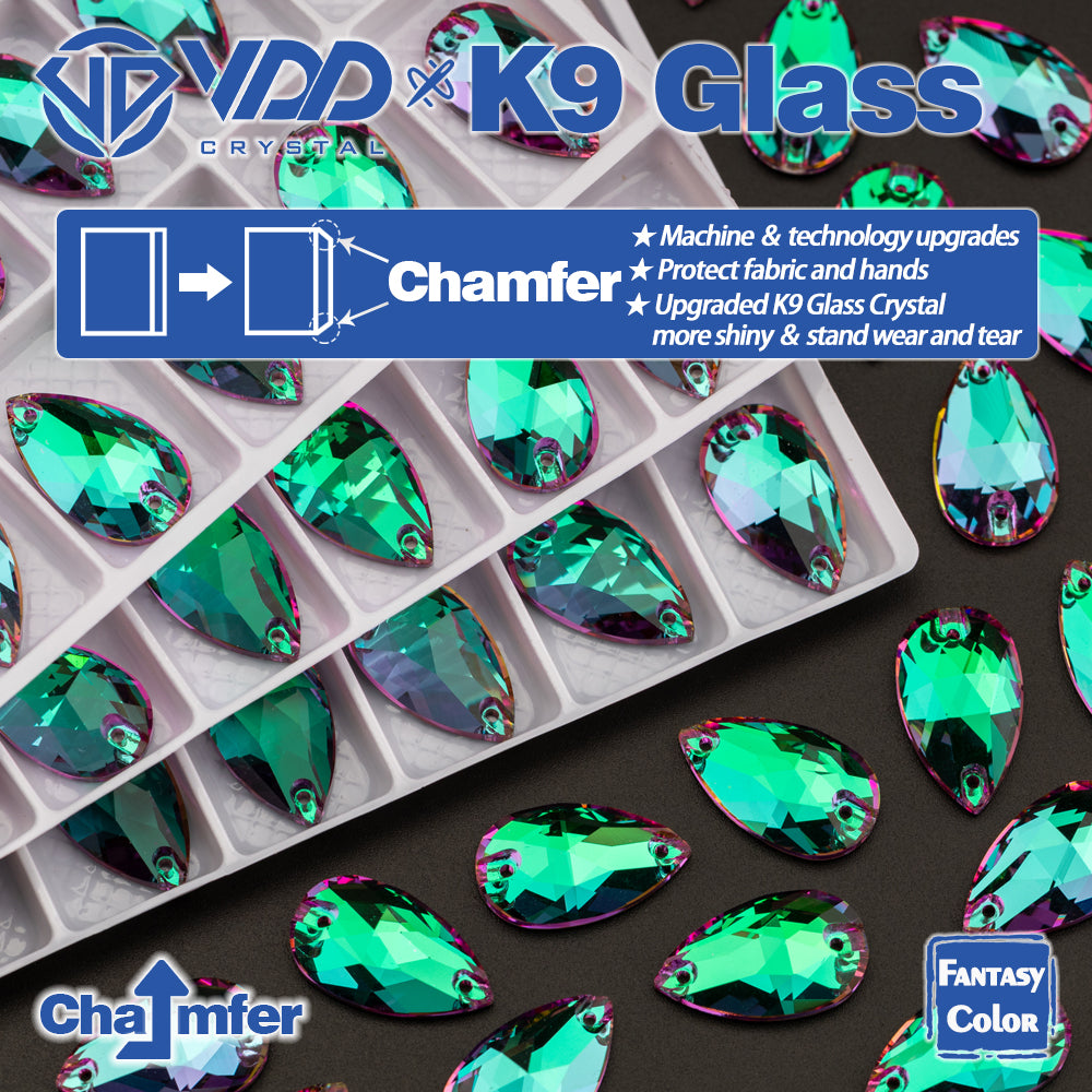 VDD Pear 11x18mm 24Pcs Heliotrope Color Top Quality K9 Glass Sew on Rhinestones Sewing Crystal Flatback Stones for Garment