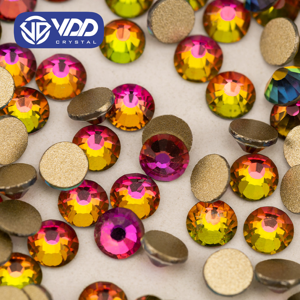 VDD 039 Vitrail Medium High Quality Glass Rhinestones Crystal Gold Flatback Strass Stones For Nail Art Crafts DIY Decorations