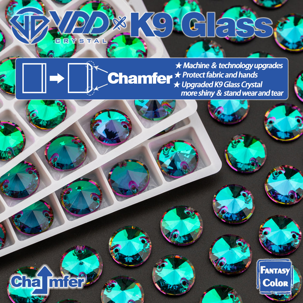 VDD Rivoli 12mm 40Pcs Heliotrope Color Top Quality K9 Glass Sew on Rhinestones Sewing Crystal Flatback Stones GarmentDecorations