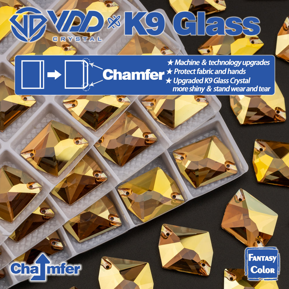 VDD Cosmic 17x21mm 15Pcs Sunshine Color K9 Glass Sew on Rhinestones Sewing Crystals Flat Back Stones for Clothes Accessories