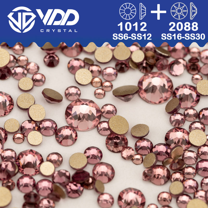 VDD 032 Lt.Amethyst Wholesale Mix Size SS6-SS30 High Quality Glass 2088 Rhinestones Crystal Gold Flatback Strass Stones Nail Art DIY Decorations