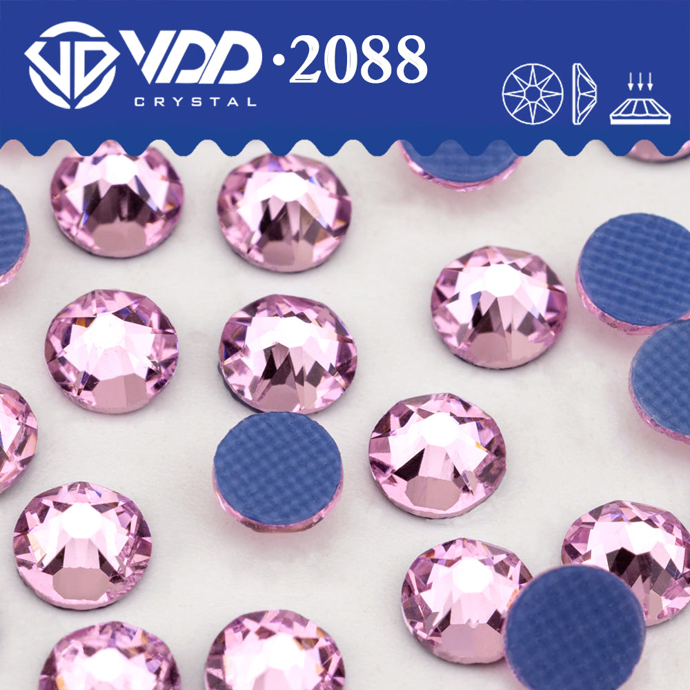 VDD 040 Light Rose SS16-SS30 High Quality Hot-Fix Glass 2088 Rhinestones Crystal Flatback 8 Big 8 Small DIY Clothes Decoration