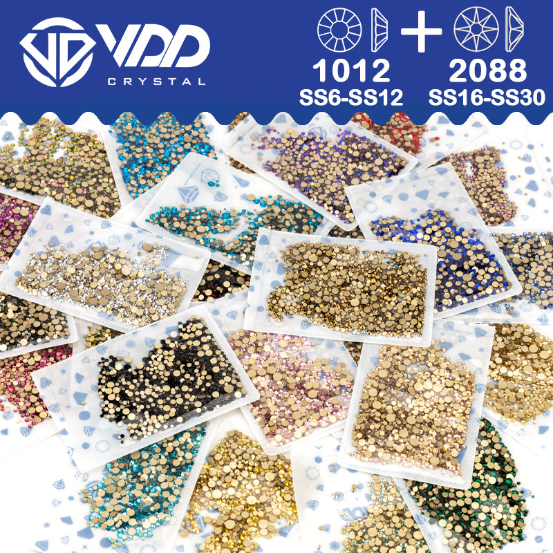 VDD 007 Lt.Co.Topaz Wholesale Mix Size SS6-SS30 High Quality Glass 2088 Rhinestones Crystal Gold Flatback Strass Stones Nail Art DIY Decorations