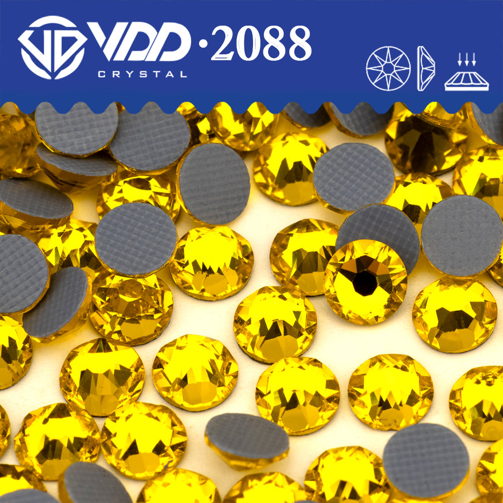 VDD 005 Citrine SS16-SS30 High Quality Hot-Fix Glass 2088 Rhinestones Crystal Flatback 8 Big 8 Small DIY Clothes Decoration