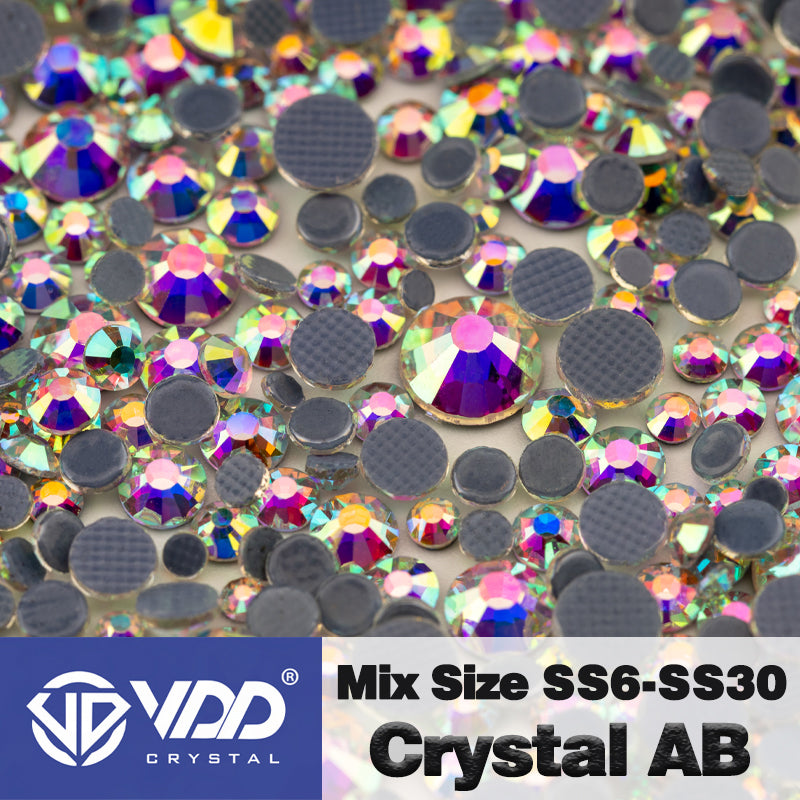 VDD 055 Crystal AB Wholesale SS6-SS30 Hotfix Mix Size Glass Rhinestone Crystal Flat Back High Quality Strass Stones For DIY Clothes Accessories