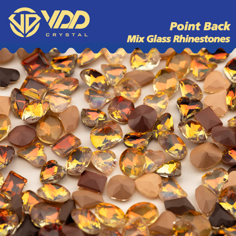VDD Summer Tan 100/500Pcs High Quality Glass Fancy Rhinestones Crystal Glitter Pointback Stones For Nail Art Decoration DIY