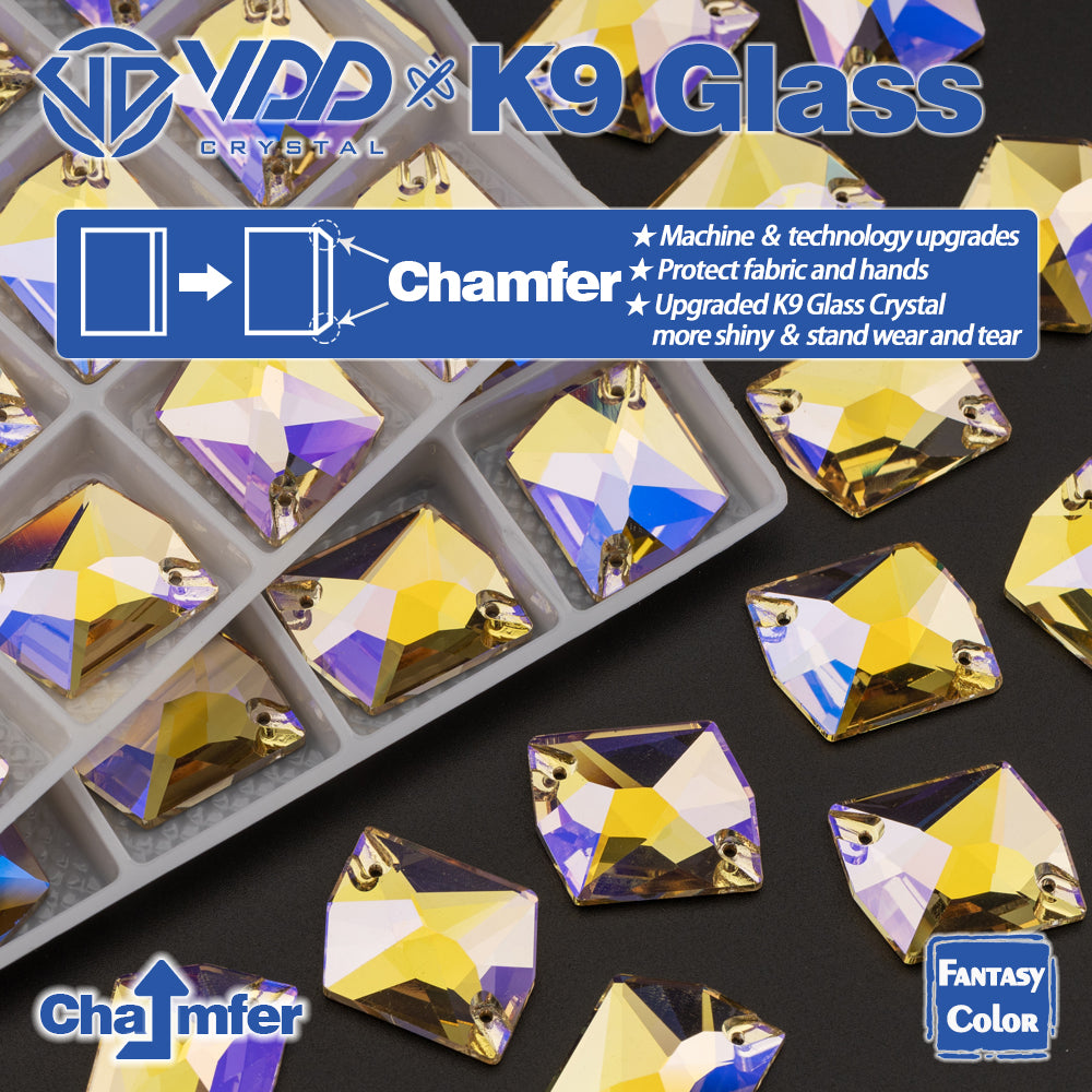 VDD Cosmic 17x21mm 15Pcs Paradise Shine Color Top Quality K9 Glass Sew on Rhinestone Sewing Crystal Flatback Clothes Decorations