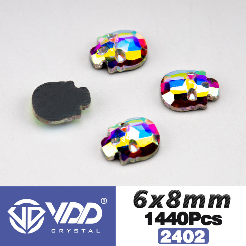VDD 2402-6x8mm Wholesale 1440Pcs Rectangle Glass Rhinestones Crystal AB Flatback HotFix Strass Shape 3D Stones For Nail Art DIY Decorations