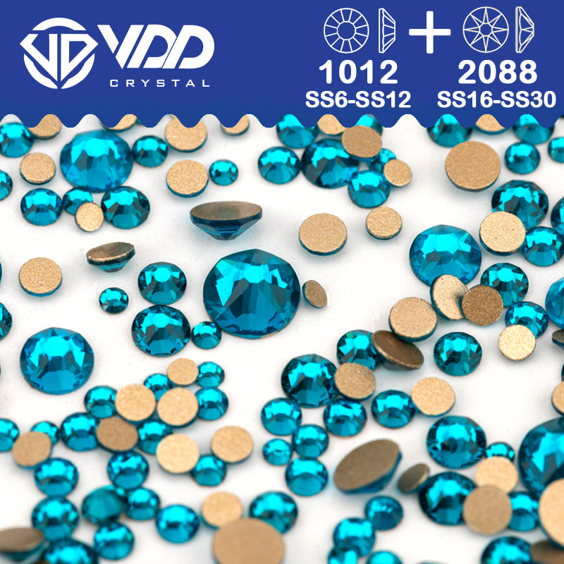 VDD 025 Indicolite Wholesale Mix Size SS6-SS30 High Quality Glass 2088 Rhinestones Crystal Gold Flatback Strass Stones Nail Art DIY Decorations