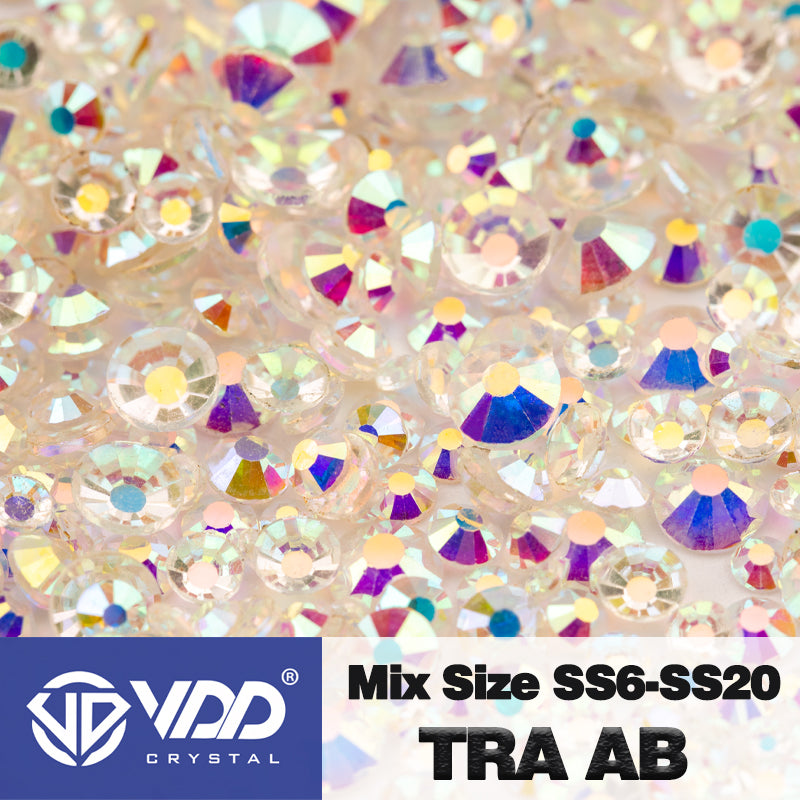 VDD 057 Transparent AB Mix Size SS6-SS20 High Quality Glass Rhinestones Crystal Flatback Glitter Stones Nail Art DIY Crafts Decorations