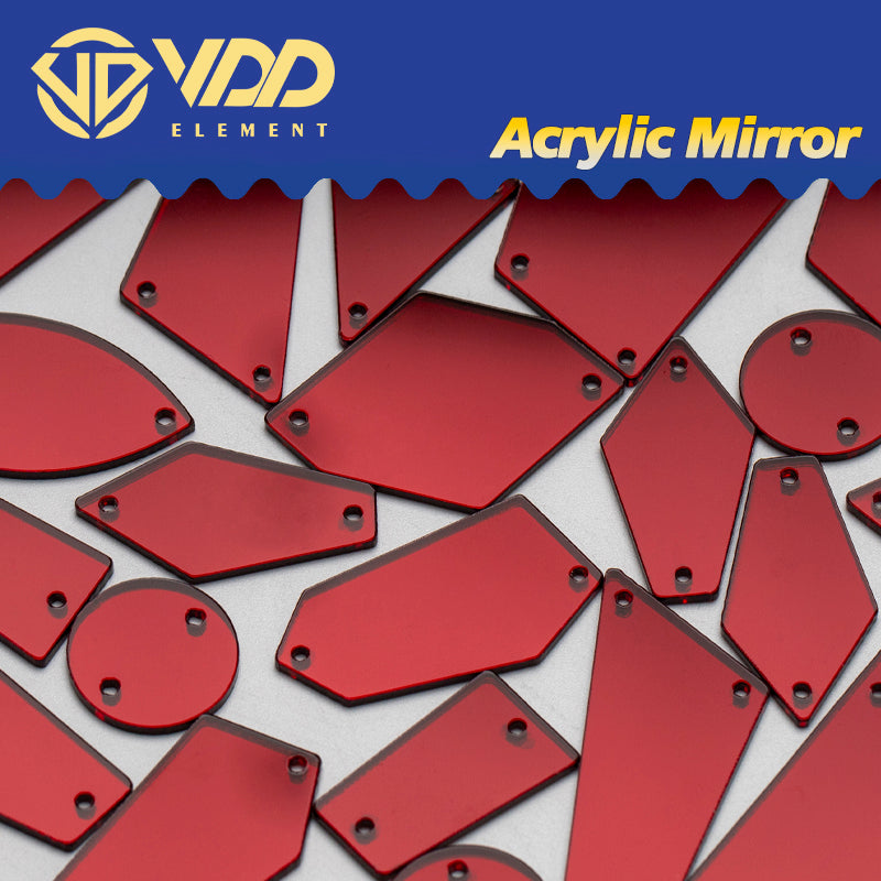VDD 30/60/200Pcs Mix Size Burgundy Acrylic Mirror Sewing Rhinestones Sew On DIY Crafts Flat Back Stones For Garment Decorations