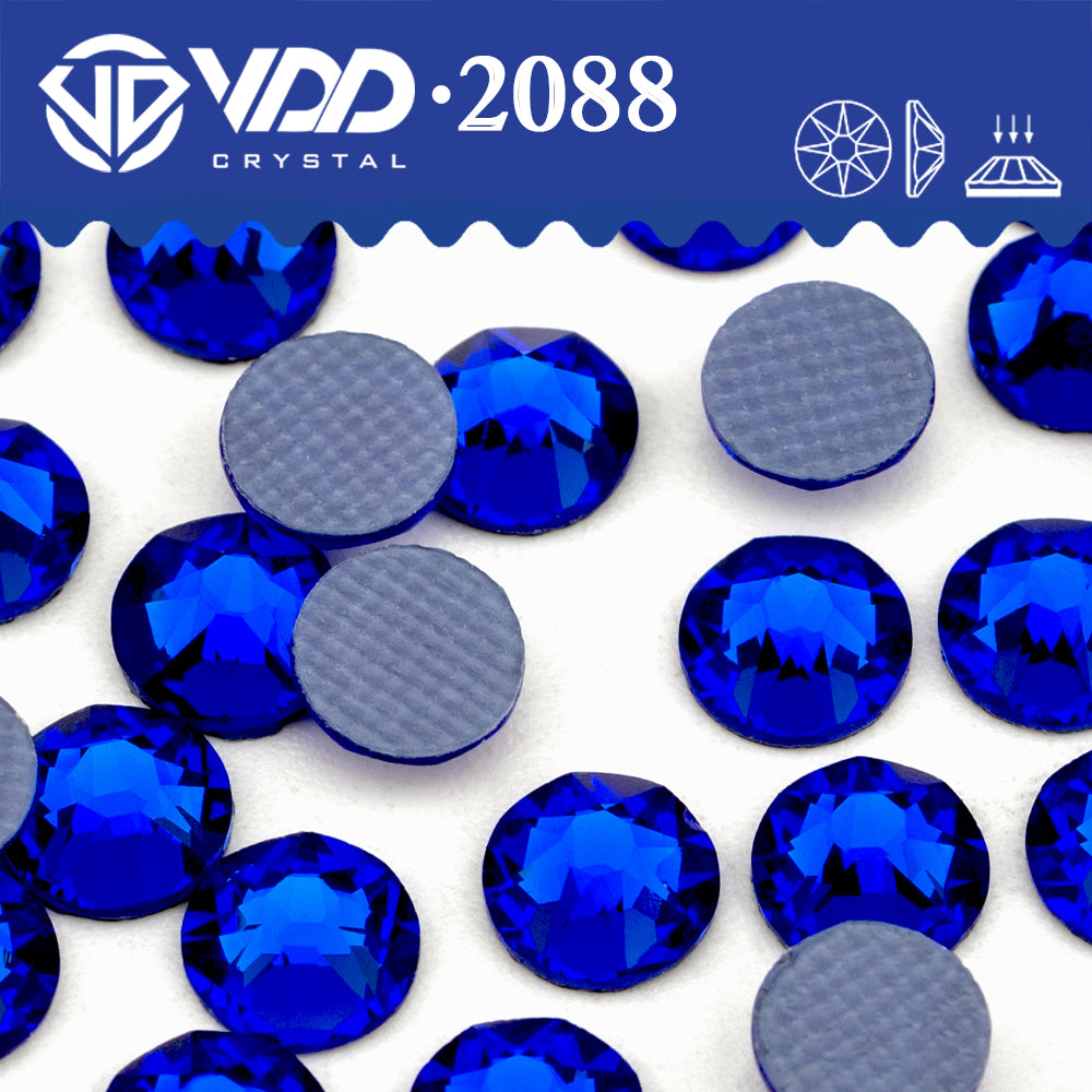 VDD 030 Sapphire SS16-SS30 High Quality Hot-Fix Glass 2088 Rhinestones Crystal Flatback 8 Big 8 Small DIY Clothes Decoration