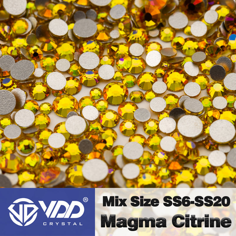 VDD 351 Magma-Citrine Wholesale Mix Size SS6-SS20 High Quality Glass Rhinestone Crystal Flatback Stones DIY Crafts Nail Art Decoration