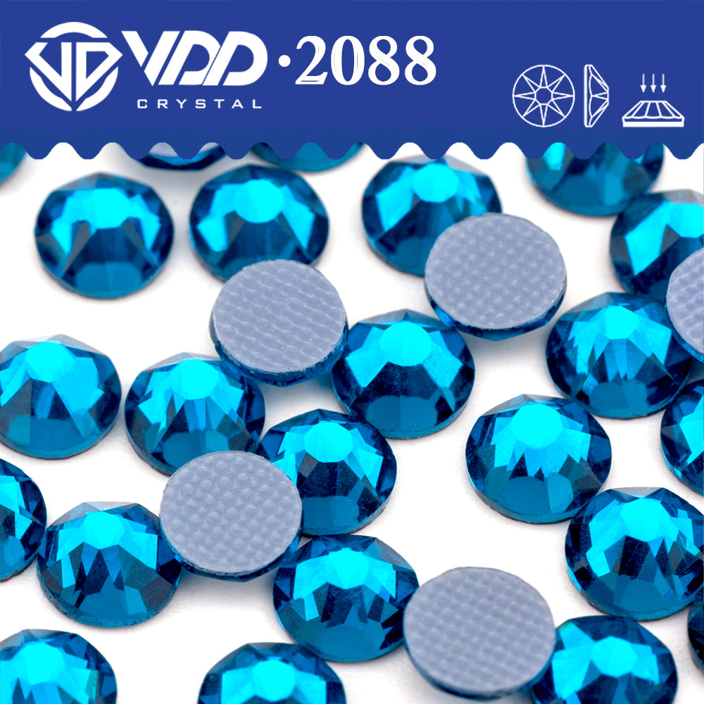 VDD 025 Indicolite SS16-SS30 High Quality Hot-Fix Glass 2088 Rhinestones Crystal Flatback 8 Big 8 Small DIY Clothes Decoration
