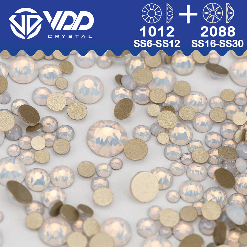VDD 044 White Opal Wholesale Mix Size SS6-SS30 High Quality Glass 2088 Rhinestones Crystal Gold Flatback Strass Stones Nail Art DIY Decorations