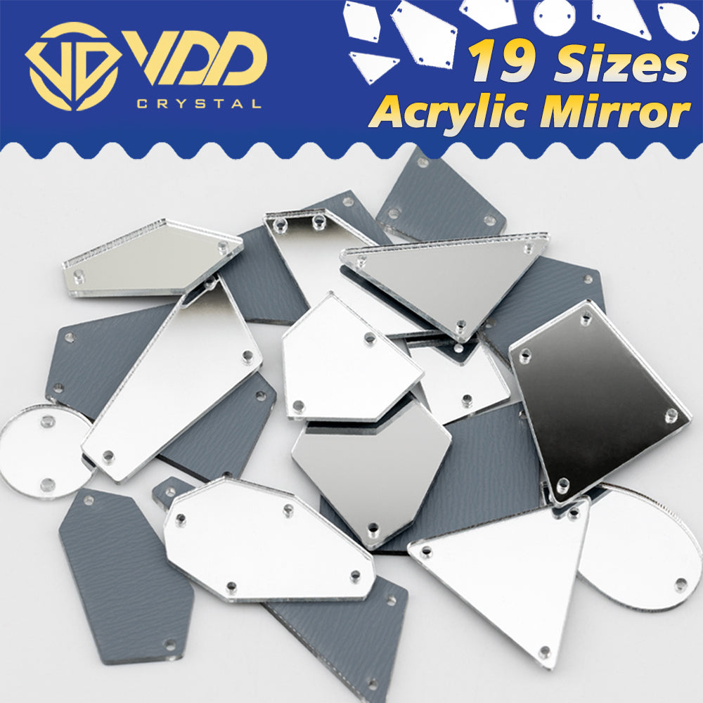 VDD 30/60/200Pcs Q-40x16mm White Acrylic Mirror Sewing Rhinestones Sew On DIY Crafts Flat Back Sewing For Garment Decorations