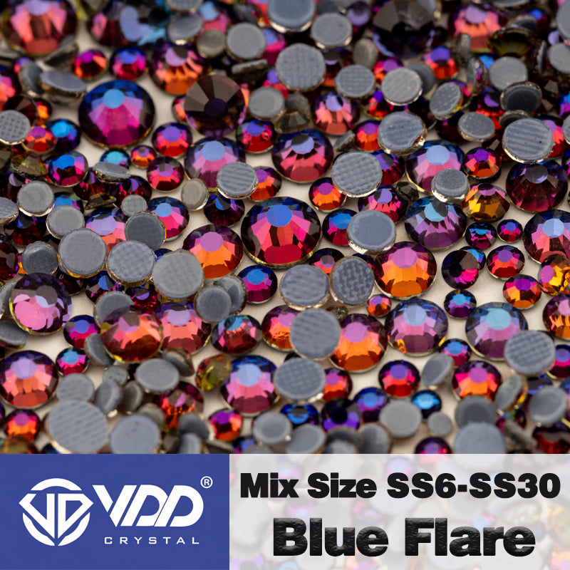VDD 063 Blue Flare Wholesale SS6-SS30 Hotfix Mix Size Glass Rhinestone Crystal Flat Back High Quality Strass Stones For DIY Clothes Accessories