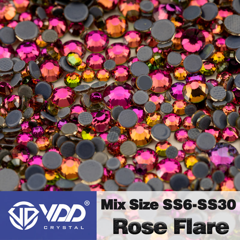 VDD 038 Rose Flare Wholesale SS6-SS30 Hotfix Mix Size Glass Rhinestone Crystal Flat Back High Quality Strass Stones For DIY Clothes Accessories