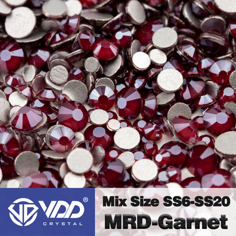 VDD 147 MRD-Garnet Mix Size SS6-SS20 High Quality Glass Rhinestones Crystal Flatback Glitter Stones Nail Art DIY Crafts Decorations