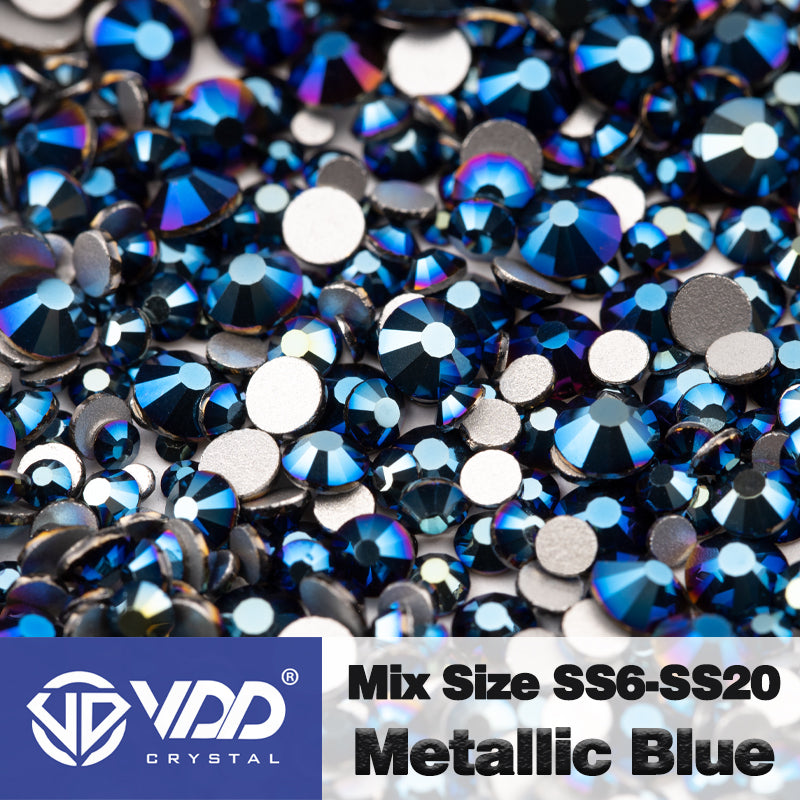 VDD 068 Metallic Blue Mix Size SS6-SS20 High Quality Glass Rhinestones Crystal Flatback Glitter Stones Nail Art DIY Crafts Decorations