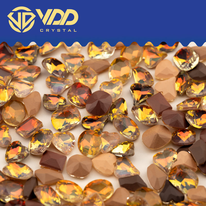 VDD Summer Tan 100/500Pcs High Quality Glass Fancy Rhinestones Crystal Glitter Pointback Stones For Nail Art Decoration DIY