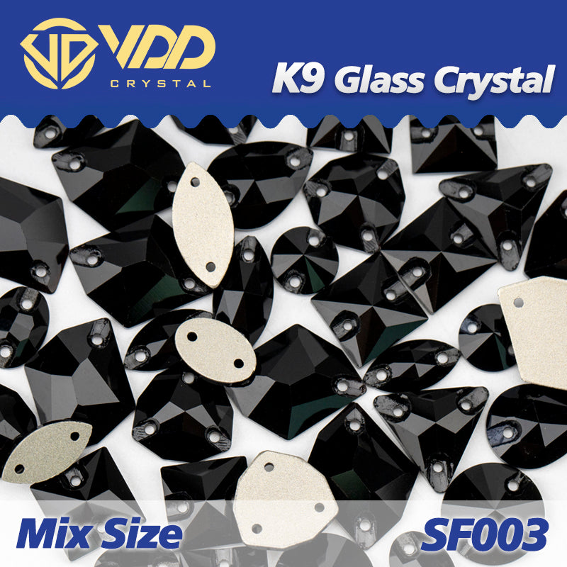 VDD SF003 20/50Pcs Mix Size AAAAA K9 Glass Sew On Rhinestones Sewing Crystal AB Flat Back Stones For Clothes Accessories Wedding Dress