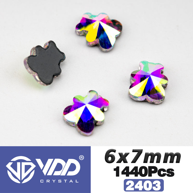 VDD 2403-6x7mm Wholesale 1440Pcs Rectangle Glass Rhinestones Crystal AB Flatback HotFix Strass Shape 3D Stones For Nail Art DIY Decorations