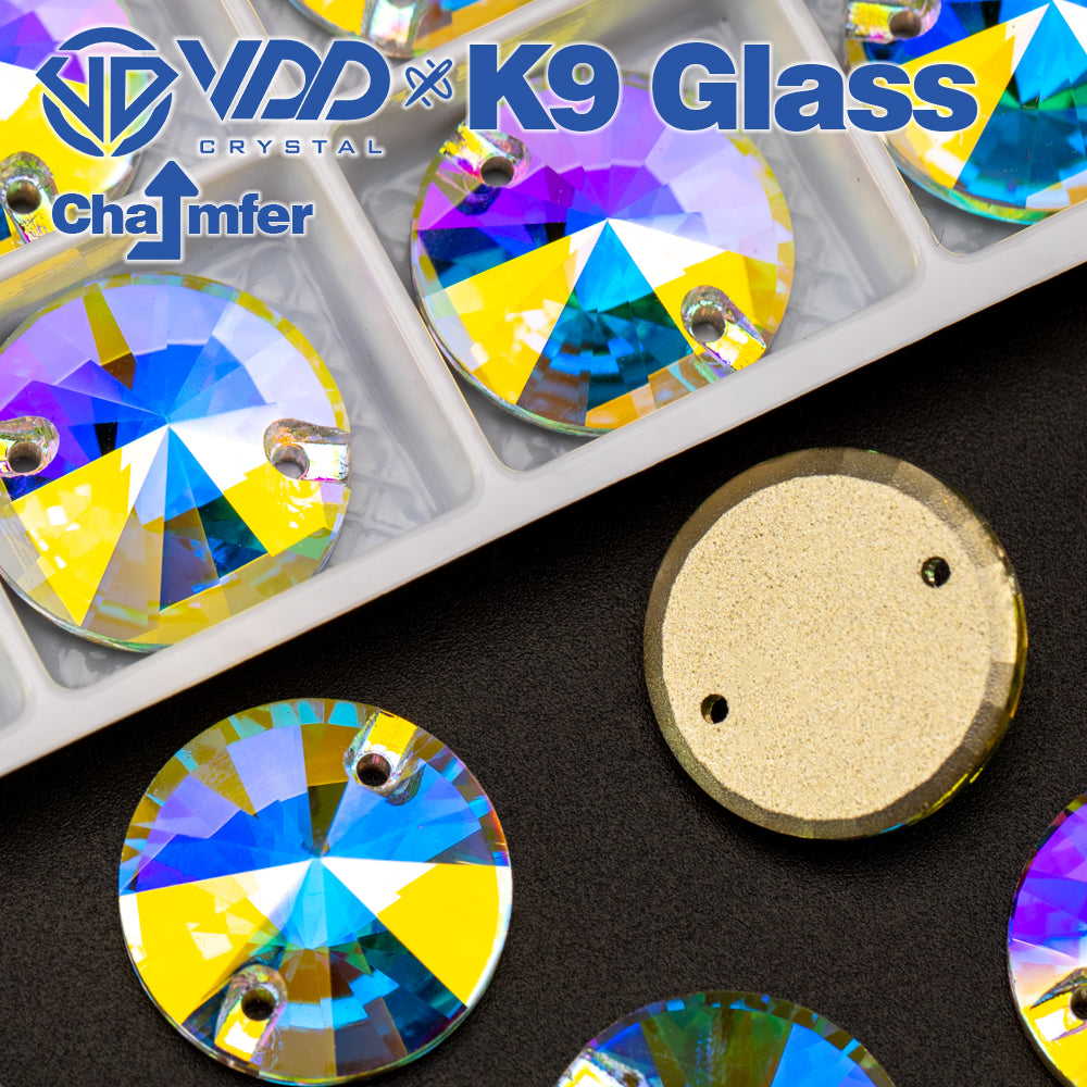 VDD Rivoli S255 Crystal AB Top Quality K9 Glass Sew on Rhinestones Crystal Flatback Sewing Strass Stones for Garment Wedding Dress