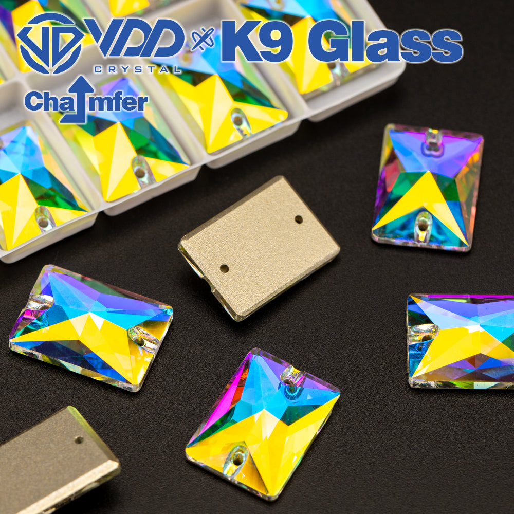 VDD Rectangle Top Quality K9 Glass Sew on Rhinestones Sewing Crystals AB Flat Back Stones for Crafts Clothes Accessories
