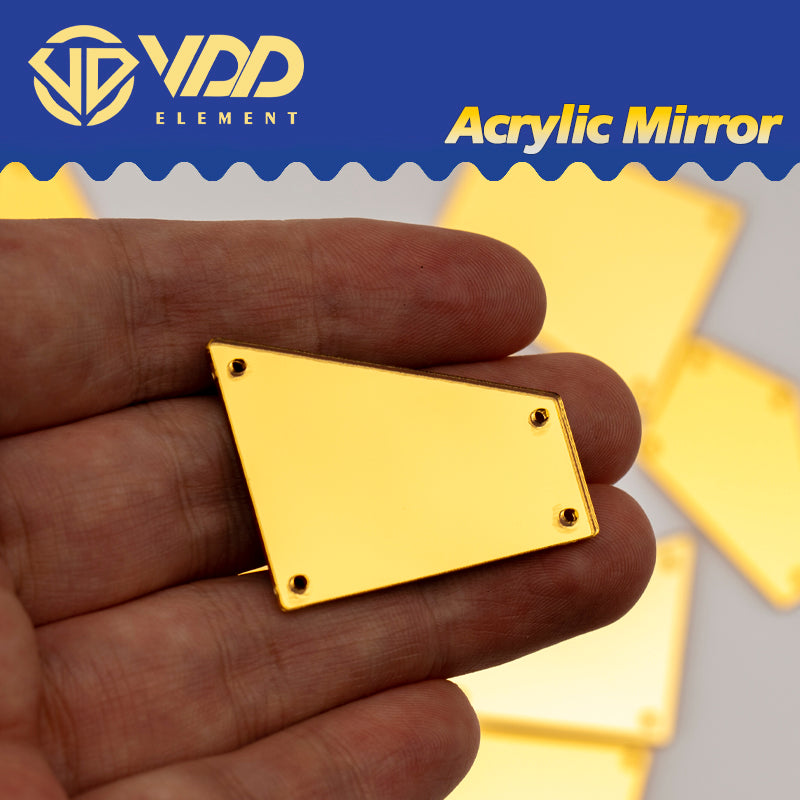 VDD 30/60/200Pcs Mix Size Golden Acrylic Mirror Sewing Rhinestones Sew On DIY Crafts Flat Back Stones For Garment Decorations