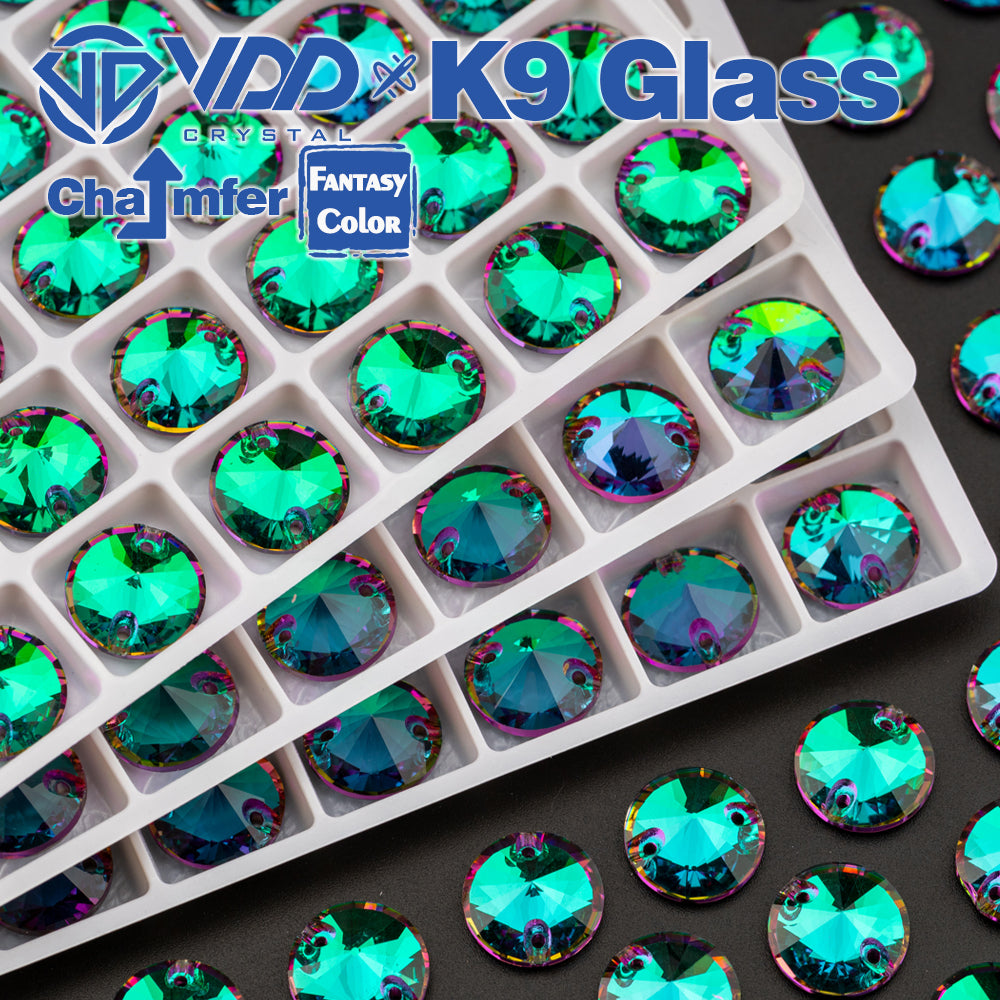 VDD Rivoli 12mm 40Pcs Heliotrope Color Top Quality K9 Glass Sew on Rhinestones Sewing Crystal Flatback Stones GarmentDecorations