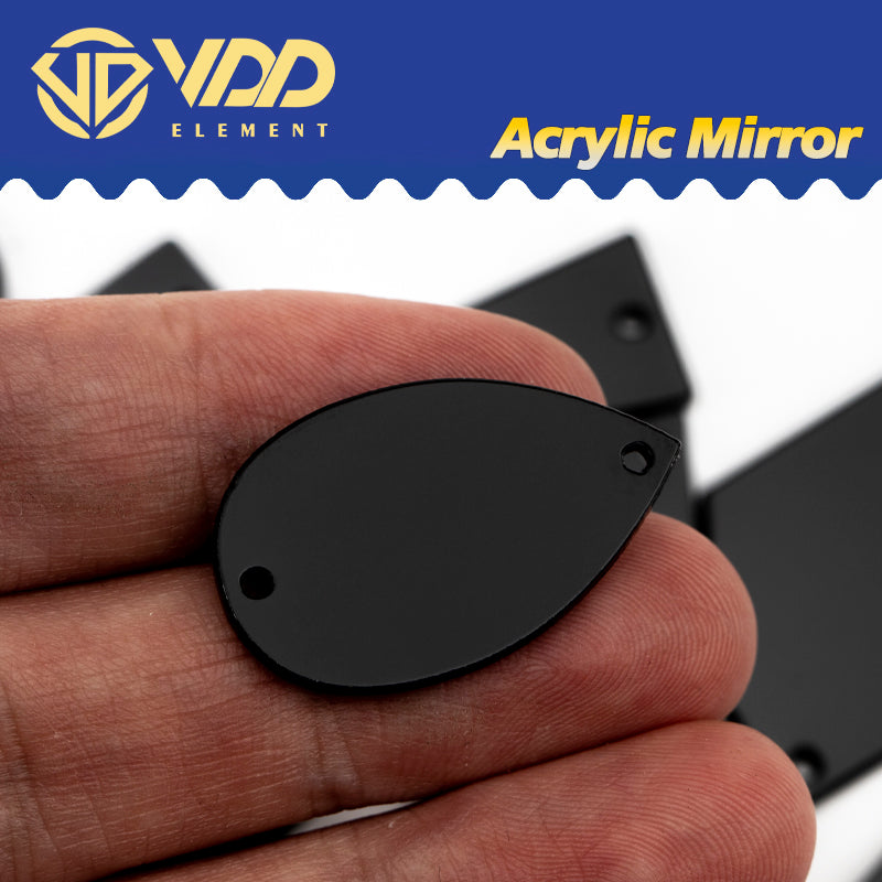 VDD 30/60/200Pcs MixSize Black Acrylic Mirror Sewing Rhinestones SewOn DIY Crafts FlatBack Sewing Stones For Garment Decorations