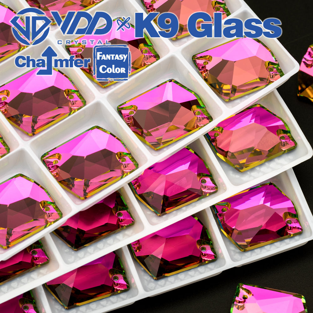 VDD Cosmic 17x21mm 15Pcs Rose Pulse Color Top Quality K9 Glass Sew on Rhinestone Sewing Crystal Flatback Garment Decorations