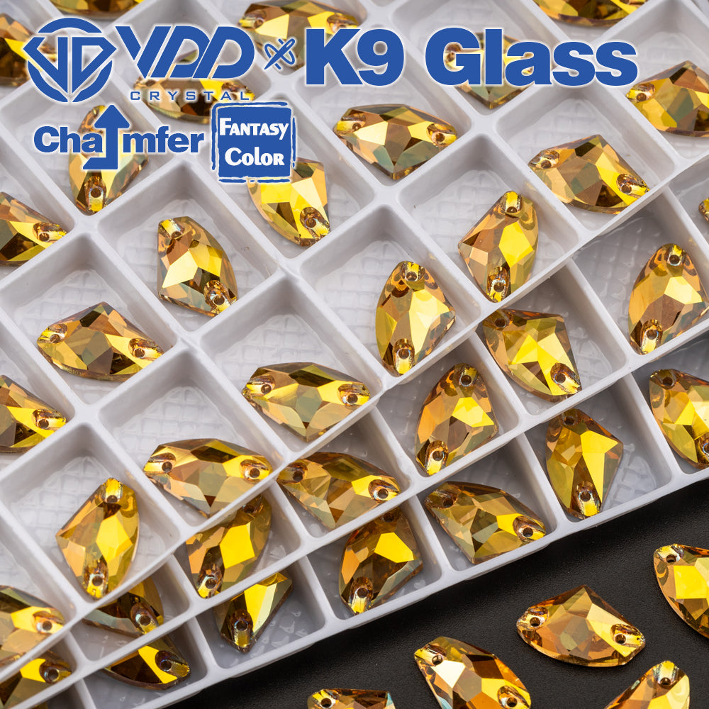 VDD Galactic 9x14mm 36Pcs Sunshine Color K9 Glass Sew on Rhinestones Sewing Crystals Flat Back Stones for Clothes Accessories