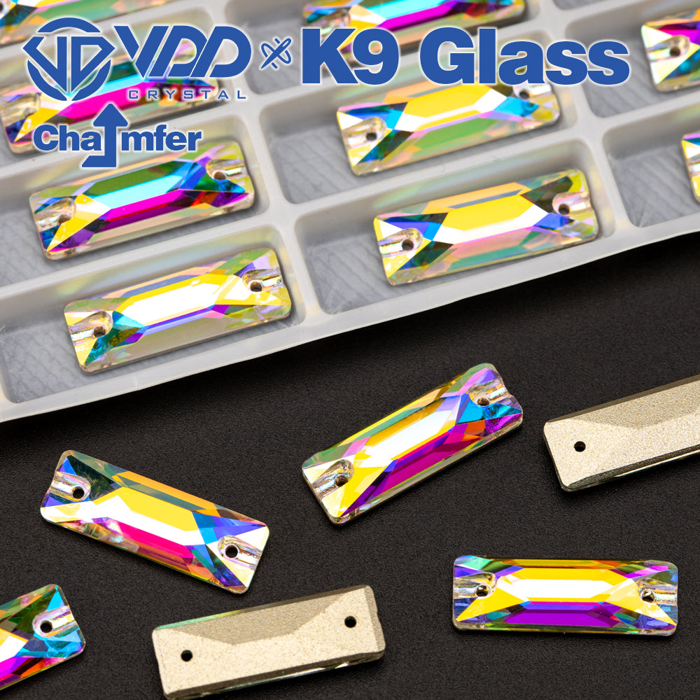 VDD Baguette Top Quality K9 Glass Sew on Crystal AB Rhinestone Sewing Flatback Stone for Clothes Accessories Wedding Dress