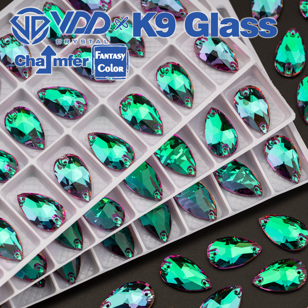 VDD Pear 11x18mm 24Pcs Heliotrope Color Top Quality K9 Glass Sew on Rhinestones Sewing Crystal Flatback Stones for Garment