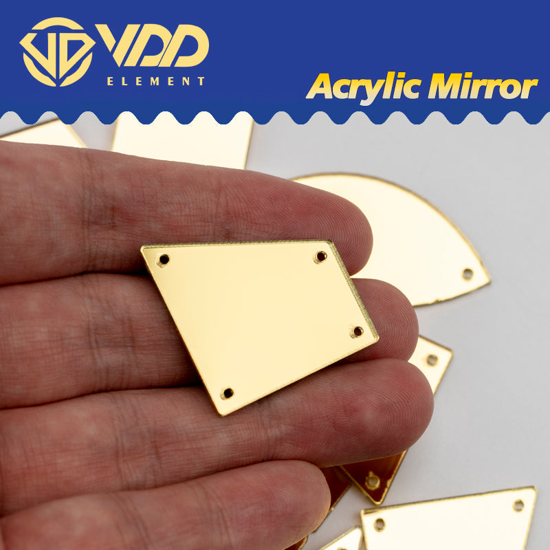 VDD 30/60/200Pcs Mix Size LightYellow Acrylic Mirror Sewing Rhinestones SewOn DIY Crafts FlatBack Stones For Garment Decorations