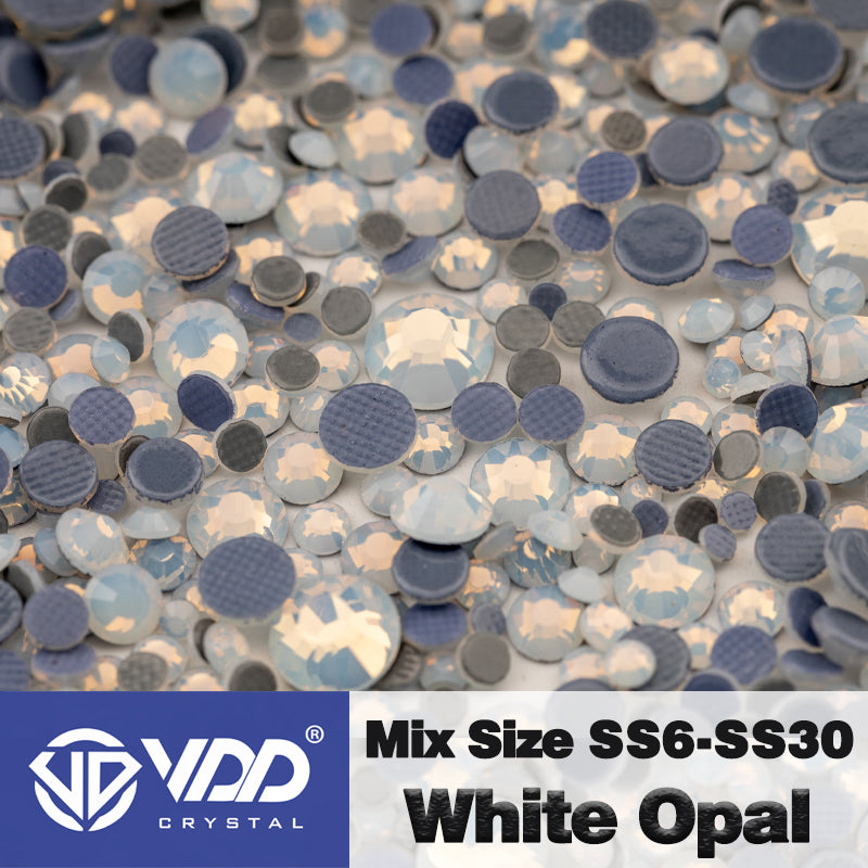 VDD 044 White Opal Wholesale SS6-SS30 Hotfix Mix Size Glass Rhinestone Crystal Flat Back High Quality Strass Stones For DIY Clothes Accessories