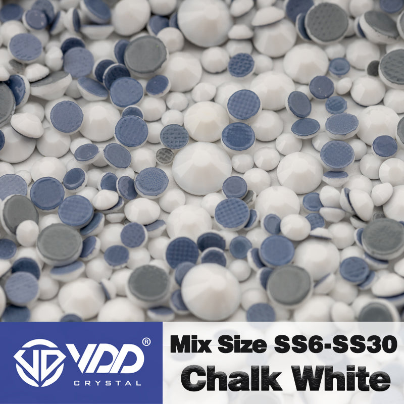 VDD 048 Chalk White Wholesale SS6-SS30 Hotfix Mix Size Glass Rhinestone Crystal Flat Back High Quality Strass Stones For DIY Clothes Accessories