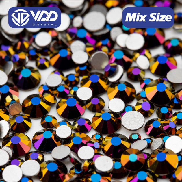 VDD 165 Magic Purple Gold Mix Size SS6-SS20 High Quality Glass Rhinestones Crystal Flatback Glitter Stones Nail Art DIY Crafts Decorations