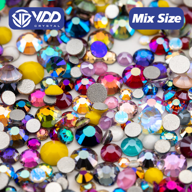 VDD Mix Colors Wholesale High Quality New Color SS6-SS20 Mix Size Glass Rhinestones Crystal Flat Back Stones Nail Art Craft DIY Decorations