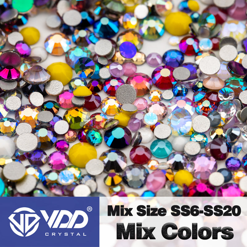 VDD Mix Colors Wholesale High Quality New Color SS6-SS20 Mix Size Glass Rhinestones Crystal Flat Back Stones Nail Art Craft DIY Decorations