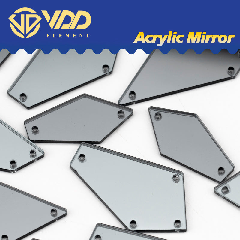 VDD 30/60/200Pcs Mix Size Grey Acrylic Mirror Sewing Rhinestones SewOn DIY Crafts FlatBack Sewing Stones For Garment Decorations