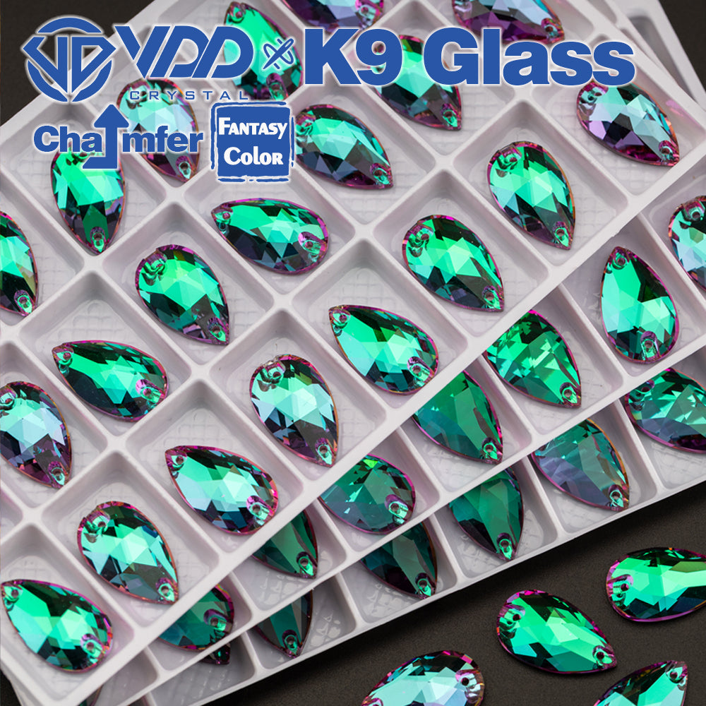 VDD Pear 11x18mm 24Pcs Heliotrope Color Top Quality K9 Glass Sew on Rhinestones Sewing Crystal Flatback Stones for Garment